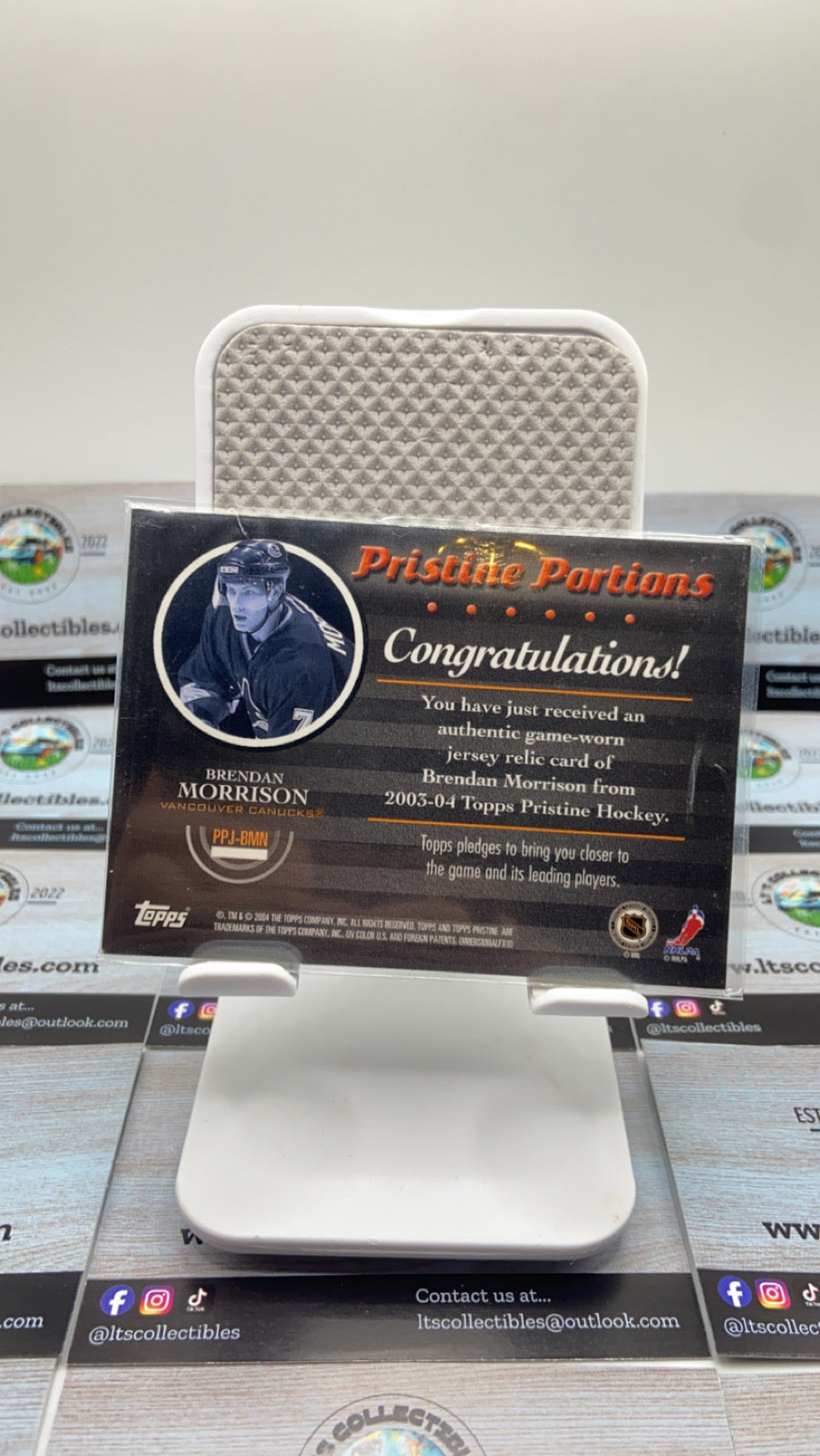 Topps Hockey - Brendan Morrison - Authentic Game worn jersey