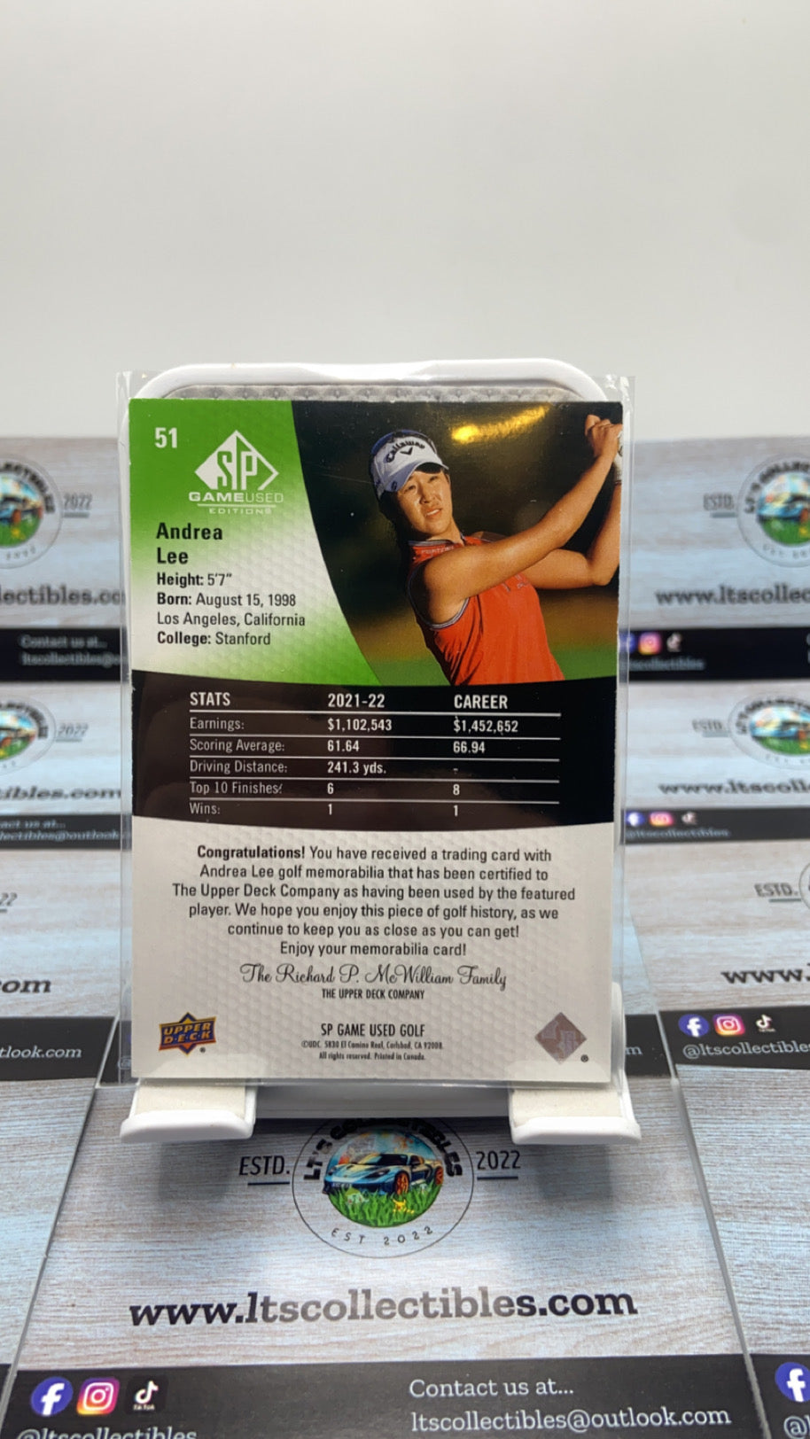 Upper deck Golf - Andrea Lee Worn patch